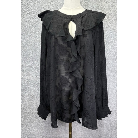 Avenue Tops - Avenue Women‎ Blake Ruffle Neck Top Whimsigoth Romantic Sheer Size 22/24